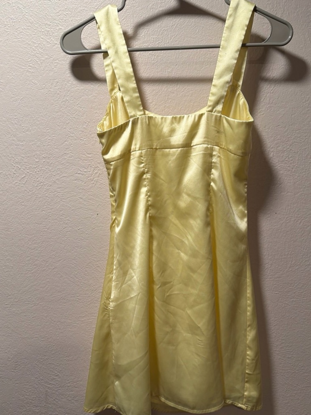 Peppermayo Odette Satin Butter Yellow Mini Dress - Picture 4 of 5